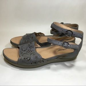Women's Bare Traps ankle strap sandals gray 9.5M